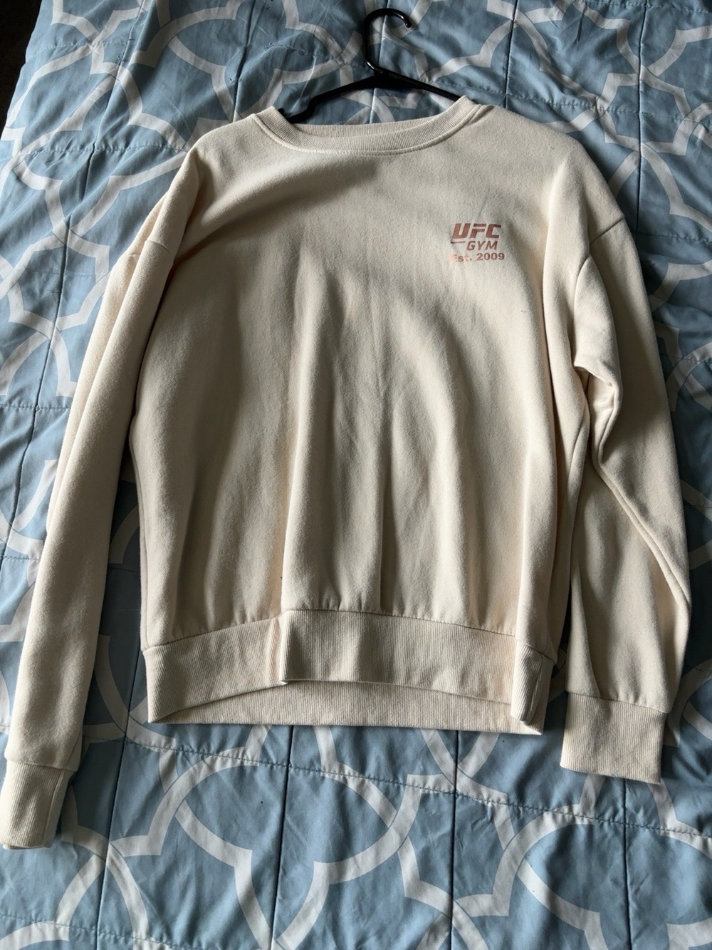 UFC Cream V-Neck Sweatshirt with Small Logo